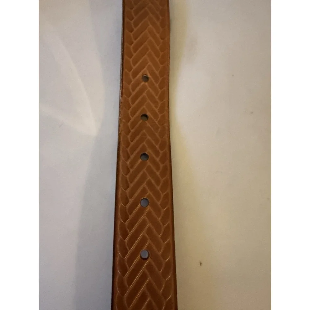 J.Crew Embossed Italian Leather Belt Men's 30 Brown Dress Business Preppy CG224